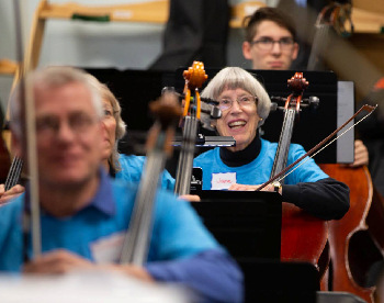 Photograph of Jane at Reno Phil's 'Play for a Day' event 2019