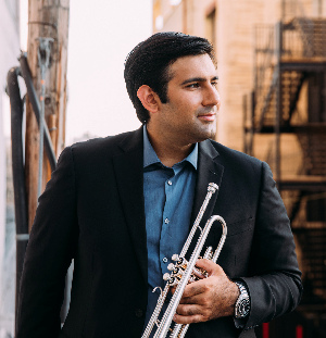 Photograph of trumpet soloist Jon Bhatia