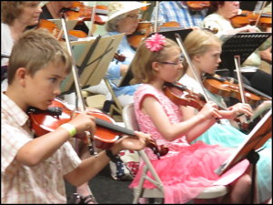 Photograph of Strings in the Summer in performance in 2016.